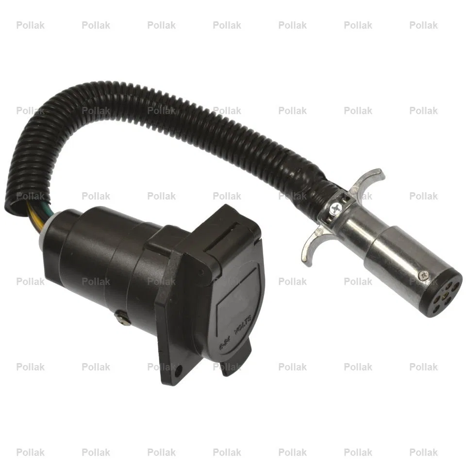 6P-104V – POLLAK Trailer Wiring Connector Adapter, 6-Pole Round Vehicle End To 7-Blade Trailer End Adapter Nylon Mold...